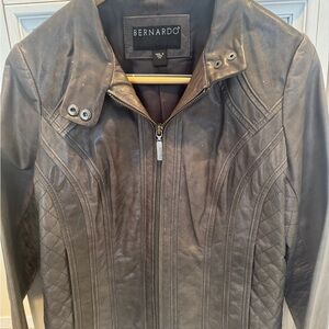 Bernardo Women's Dark Gray Leather Jacket